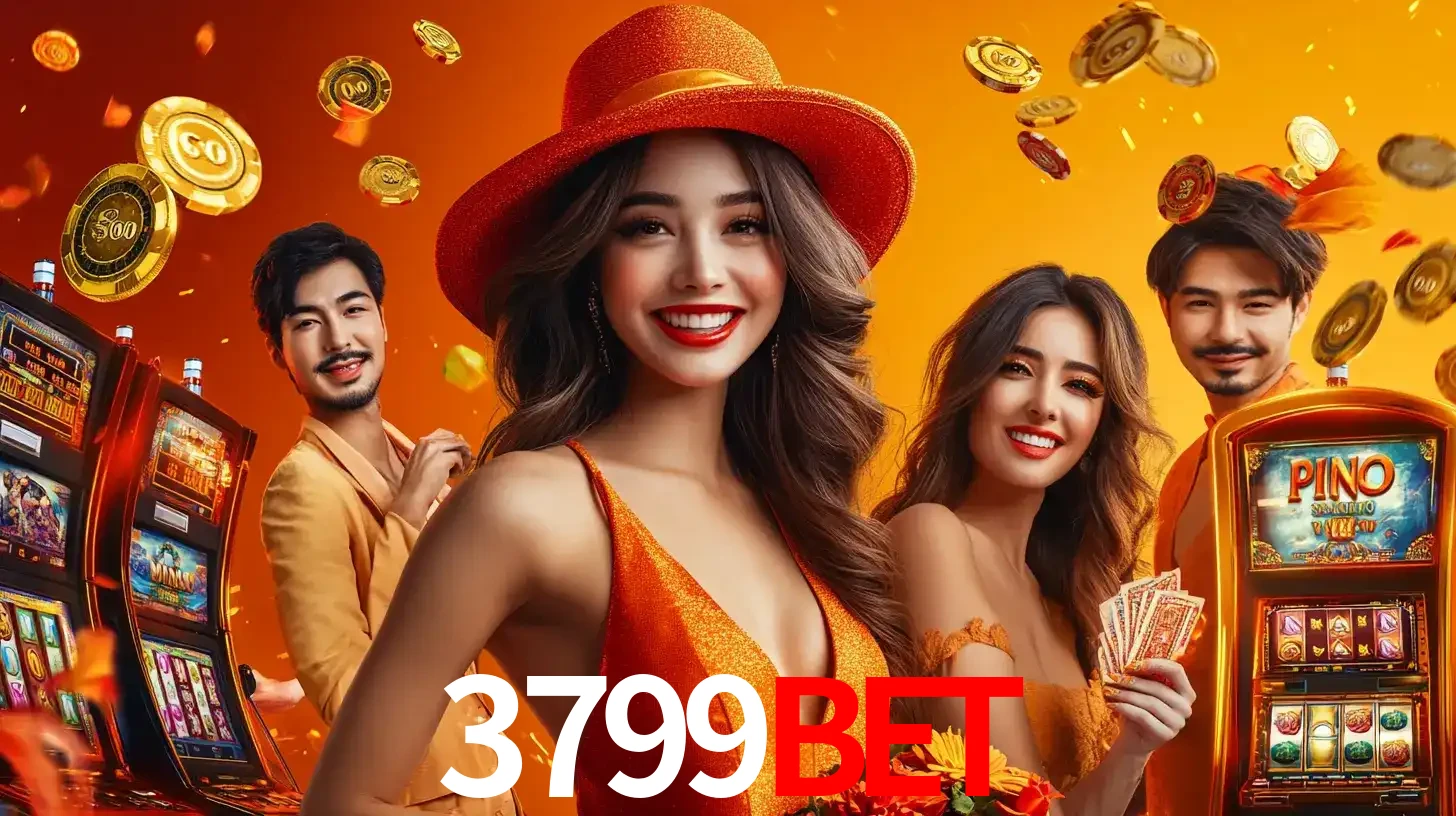 Grupo de amigos asiáticos sorrindo e se divertindo com máquinas de caça-níqueis em um ambiente festivo, celebrando suas vitórias nos jogos de cassino do 3799BET.