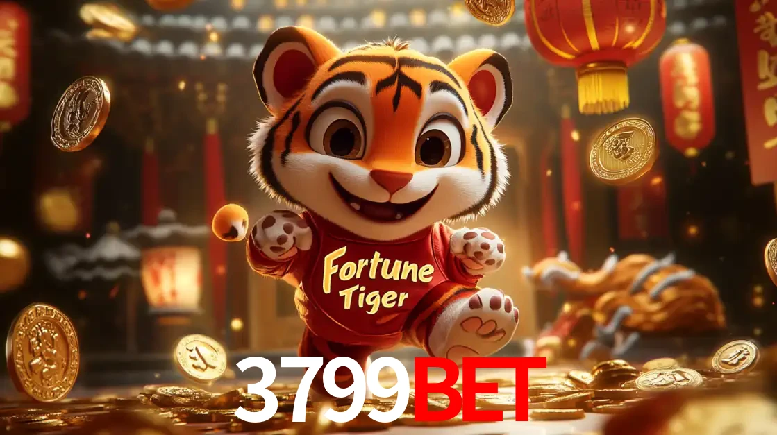O alegre personagem do Fortune Tiger correndo sobre um caminho de moedas de ouro, simbolizando os grandes prêmios e a diversão do popular jogo de slot do 3799BET.